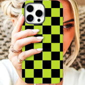 Coque iPhone 16 Pro Max Damier Vert Noir