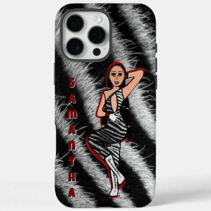 Coque iPhone 16 Pro Max Danseuse personnalisée rouge zèbre #2