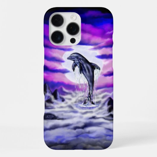 Coque iPhone 16 Pro Max Dauphin au clair de lune (Verso)