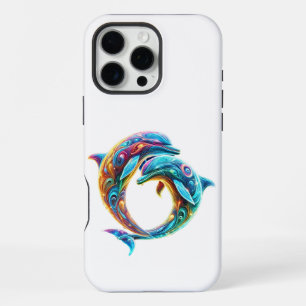 Coque iPhone 16 Pro Max Dauphins colorés et adorables