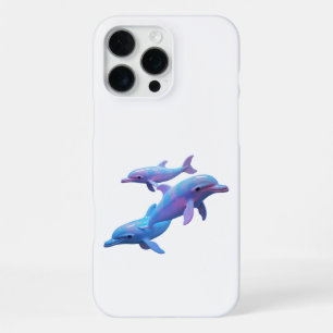 Coque iPhone 16 Pro Max Dauphins Magiques Bleus et Roses Art