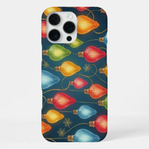 Coque iPhone 16 Pro Max Décor coloré et vintage des lumières de Noël