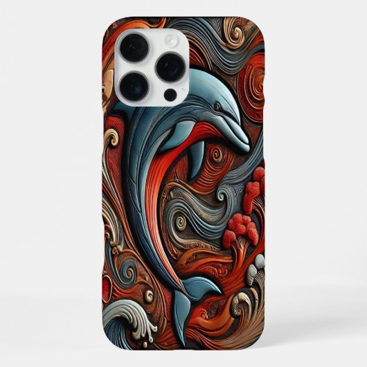 Coque iPhone 16 Pro Max Décoration murale de dauphin vibrant (Verso)