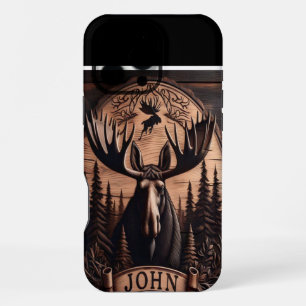 Coque iPhone 16 Pro Max Décoration murale d'élan sculpté