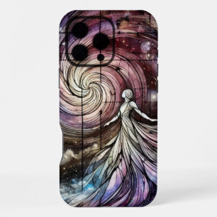 Coque iPhone 16 Pro Max Déesse cosmique avec galaxie tourbillonnante et pl