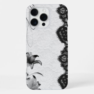 Coque iPhone 16 Pro Max Dentelle Florale Coquette Sombre
