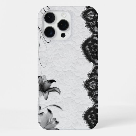 Coque iPhone 16 Pro Max Dentelle Florale Coquette Sombre (Verso)