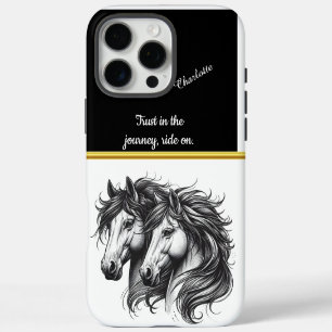 Coque iPhone 16 Pro Max Des chevaux majestueux entrelacés dans une étreint
