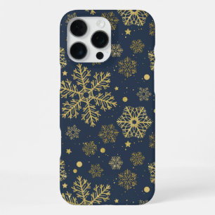 Coque iPhone 16 Pro Max Des flocons dorés sur la marine