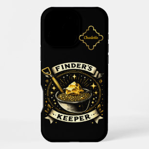 Coque iPhone 16 Pro Max Design de chasse au trésor avec or et pelle