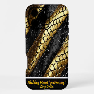 Coque iPhone 16 Pro Max Design de peau de serpent noir et or