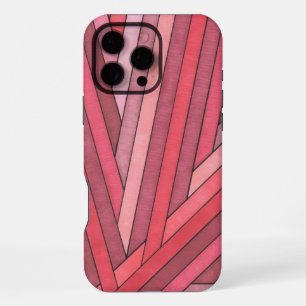 Coque iPhone 16 Pro Max Dessin géométrique à rayures rouges peintes à la m