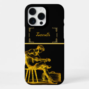 Coque iPhone 16 Pro Max Dévoiler l'art de la guitare d'or dans un cadre se