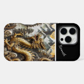 Coque iPhone 16 Pro Max Dragon d'or ascendant (Verso Horizontal)