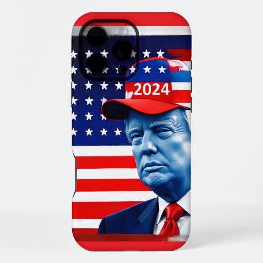 Coque iPhone 16 Pro Max Drapeau américain Donald Trump 2024 (Verso)