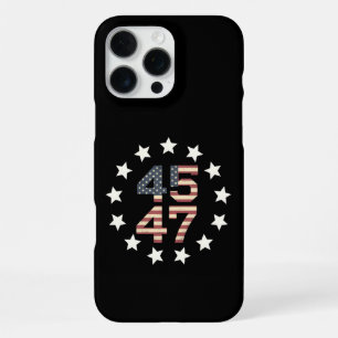 Coque iPhone 16 Pro Max Drapeau américain vintage Trump 45 47 étoiles USA