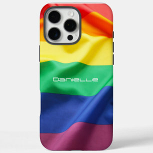 Coque iPhone 16 Pro Max Drapeau arc-en-ciel de la fierté LGBT Nom personna