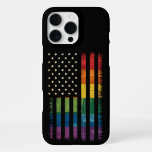 Coque iPhone 16 Pro Max Drapeau arc-en-ciel en détresse Pride USA America