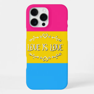 Coque iPhone 16 Pro Max Drapeau de fierté pansexuelle "L'amour est l'amour