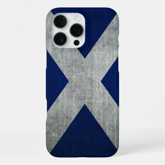 Coque iPhone 16 Pro Max Drapeau de l'Écosse Dark Grunge (Verso)