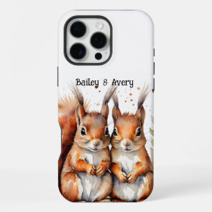 Coque iPhone 16 Pro Max Écureuils Câlins Mignons Couple Amour Animaux Pers