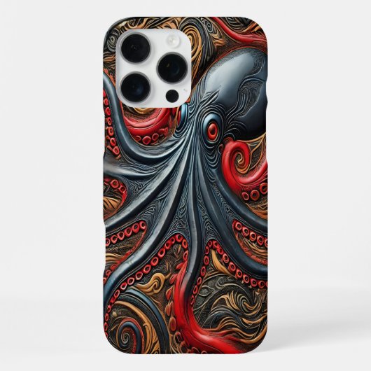 Coque iPhone 16 Pro Max Élégance de la pieuvre : Conception dynamique (Verso)