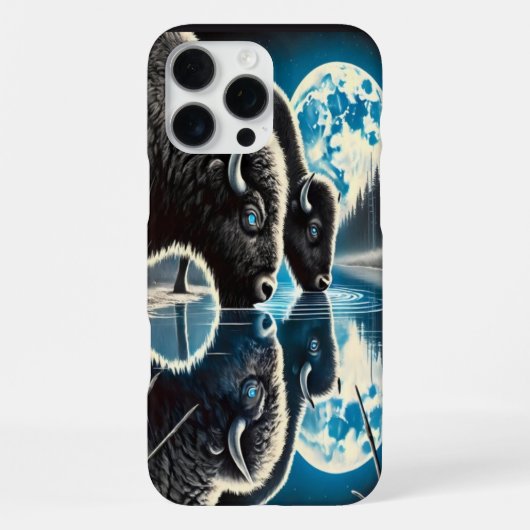 Coque iPhone 16 Pro Max Élégance du crépuscule : reflets de bisons (Verso)