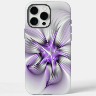 Coque iPhone 16 Pro Max Élégance florale Art fractal violet abstrait moder
