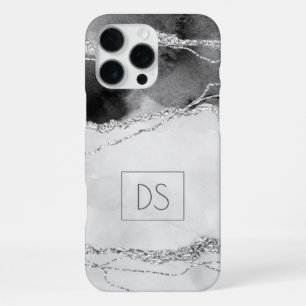Coque iPhone 16 Pro Max Élégance Mystique Agate Bleu Canard et Or Rose