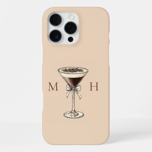Coque iPhone 16 Pro Max Élégant Cocktail Coquette Bow Initiales Monogramme (Verso)