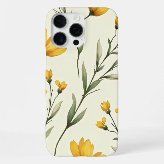 Coque iPhone 16 Pro Max Élégant Étui de Téléphone Fleur Jaune Sauvage (Verso)