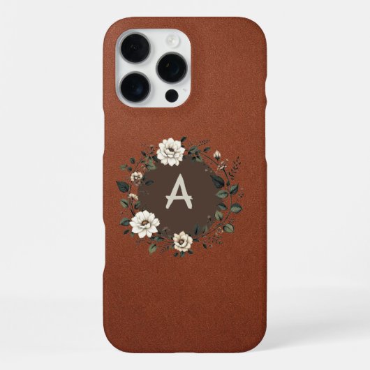 Coque iPhone 16 Pro Max Élégant monogramme en fleurs (Verso)