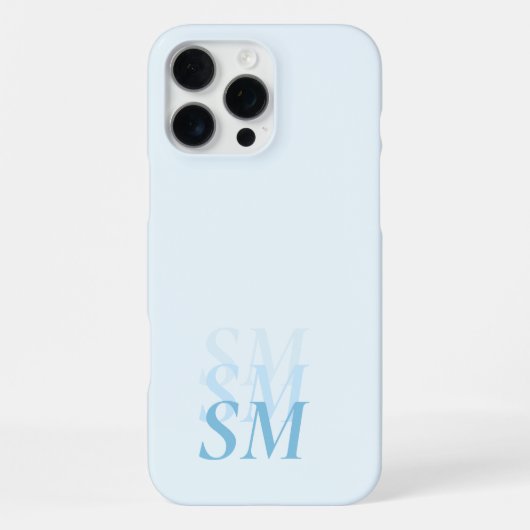 Coque iPhone 16 Pro Max Élégant Monogramme initial bleu moderne (Verso)