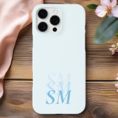 Coque iPhone 16 Pro Max Élégant Monogramme initial bleu moderne