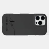 Coque iPhone 16 Pro Max Élégant Monogramme Initial Script Noir (Verso Horizontal)