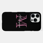 Coque iPhone 16 Pro Max Élégant Monogramme rose (Verso Horizontal)