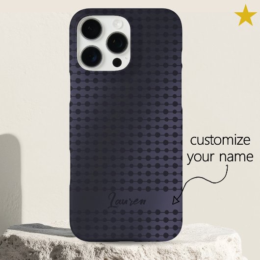 Coque iPhone 16 Pro Max Élégant motif à points bleus violets personnalisé