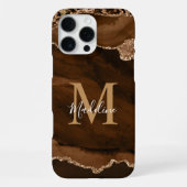 Coque iPhone 16 Pro Max Elégant Velours Rust Or Agate Géode Monogramme (Verso)