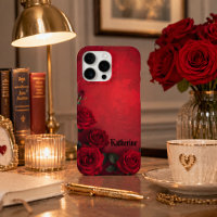 Elegantes Roses Rouges Gothiques Nom Personnalisé