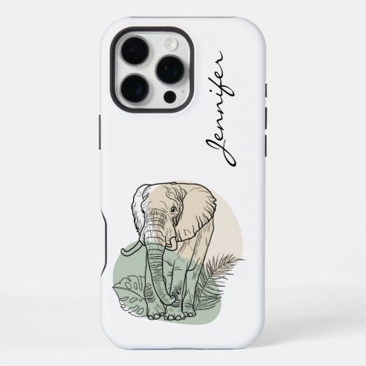 Coque iPhone 16 Pro Max Élément iPhone éléphant moderne (Verso)