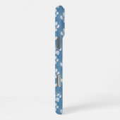 Coque iPhone 16 Pro Max Empreintes de pattes blancs en bleu - Rustique Ama (Côté droit)