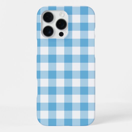 Coque iPhone 16 Pro Max En vichy bleu (Verso)