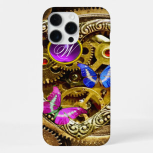 COQUE iPhone 16 PRO MAX ENGRENAGES STEAM PUNK, GEMMES, MONOGRAMME DE PAPIL