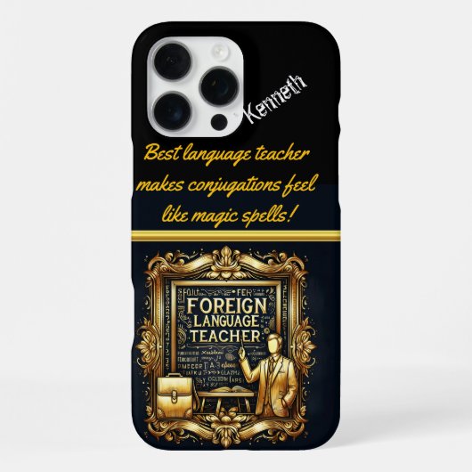Coque iPhone 16 Pro Max Enseignant de langue étrangère créatif (Verso)