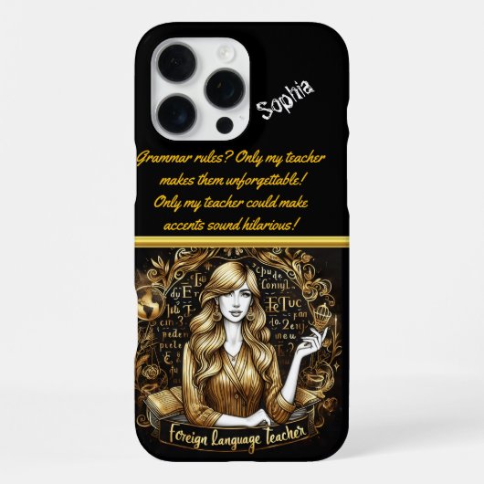 Coque iPhone 16 Pro Max Enseignant spécialisé en langues étrangères (Verso)