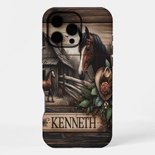 Coque iPhone 16 Pro Max Enseigne de ferme équestre rustique