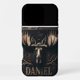 Coque iPhone 16 Pro Max Enseigne de tête d'orignal sculptée