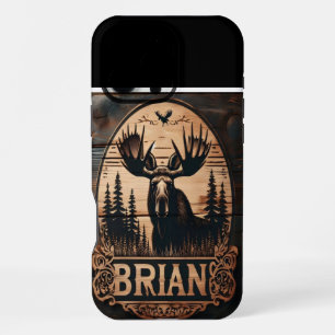 Coque iPhone 16 Pro Max Enseigne en bois de l'orignal de Brian
