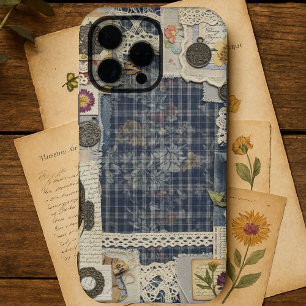 Coque iPhone 16 Pro Max Ephémère de Denim bleu vintage