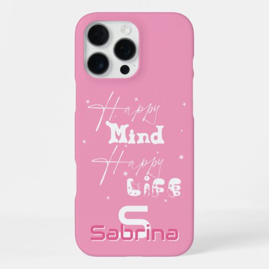 Coque iPhone 16 Pro Max Esprit heureux, vie heureuse Mignon (Verso)